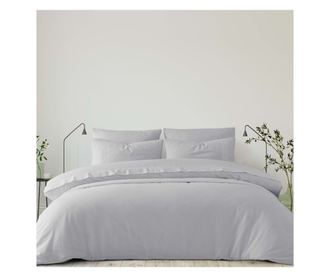 Lenjerie de pat dublu, Majoli Bahar Home Collection, 100% bumbac cu broderie dantelata, 4 piese, Albastru deschis, Freya Today