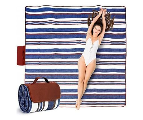 XXL Plážová podložka, skládací a voděodolná, model tašky, 200x145 cm