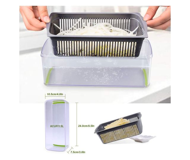 Razatoare MULTIFUNCTIONALA legume si fructe 9 piese, lame inox + maner protectie