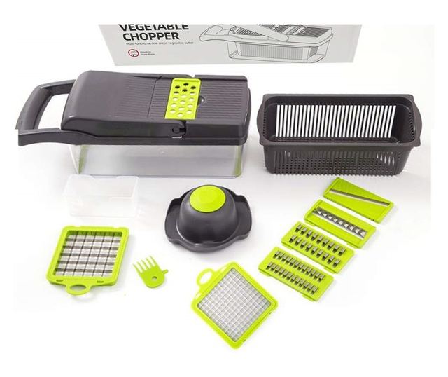 Razatoare MULTIFUNCTIONALA legume si fructe 9 piese, lame inox + maner protectie