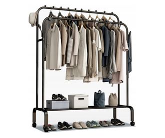 Stender suport pentru umerase si pantofi, Rebiko, 150 x 110 x 54 cm, Negru