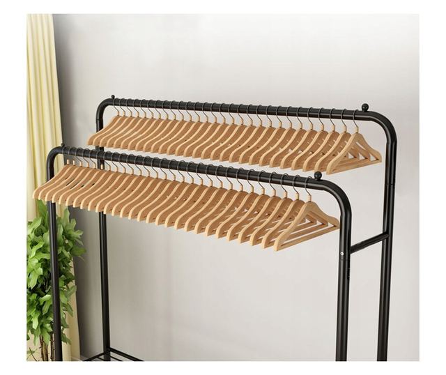 Stender suport pentru umerase si pantofi, Rebiko, 150 x 110 x 54 cm, Negru