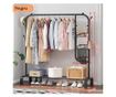 Suport pentru haine, compartiment separat pentru pantaloni, Elastix Shop, din otel, 130 x 40 x 150 cm, negru mat