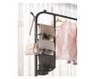 Suport pentru haine, compartiment separat pentru pantaloni, Elastix Shop, din otel, 130 x 40 x 150 cm, negru mat