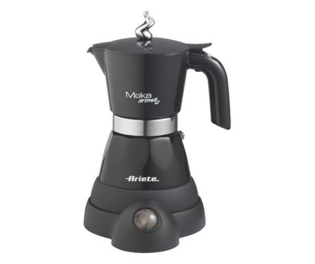 Ηλεκτρική καφετιέρα Ariete MOKA AROMA 1358/11, 400W, 4 φλιτζάνια, Ασύρματο, περιστρεφόμενη βάση 360 μοιρών, Μαύρο