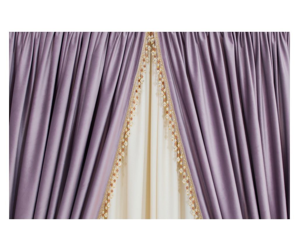 Set de 2 draperii din catifea, lila prafuit, cu rejansa, semiopace ,accesorizate 200x270 cm - 3