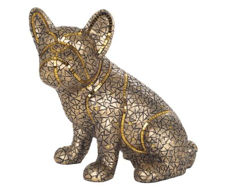 Фигура на булдог от златна смола ORIGEN Decor Home 27.5 см x 19 см x 29 см