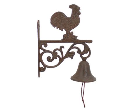 Clopot din fontă cu cocoș pentru decor de perete rustic, grădină vintage, fermă