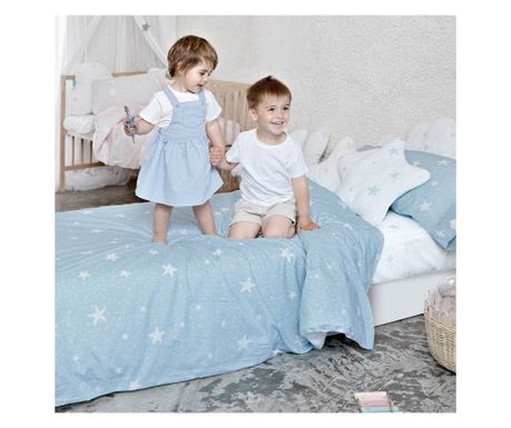 Set posteljine s navlakom za poplun 2 dijela Little star 180x220 cm (Single) Plava