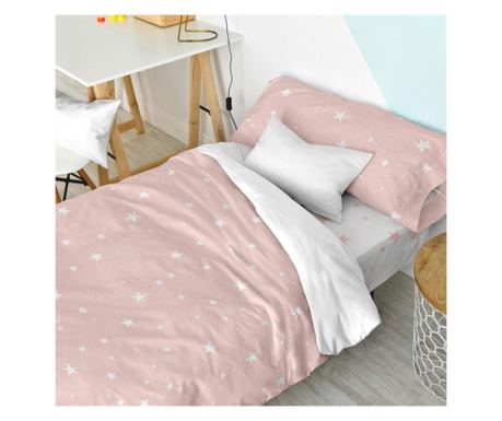 Σετ παπλωματοθήκη 2 τεμαχίων Little star 155x220 cm (Μονό) Ροζ