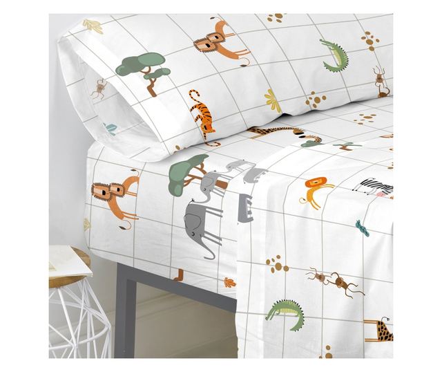 Чаршаф с ластик Mini savanna 105x200x32 см (Единичен) Многоцветен