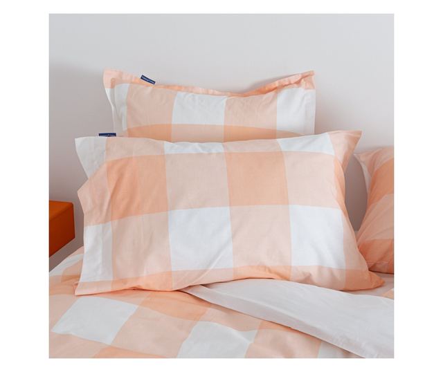 Μαξιλαροθήκη Gingham 80x80 εκ Ροδάκινο