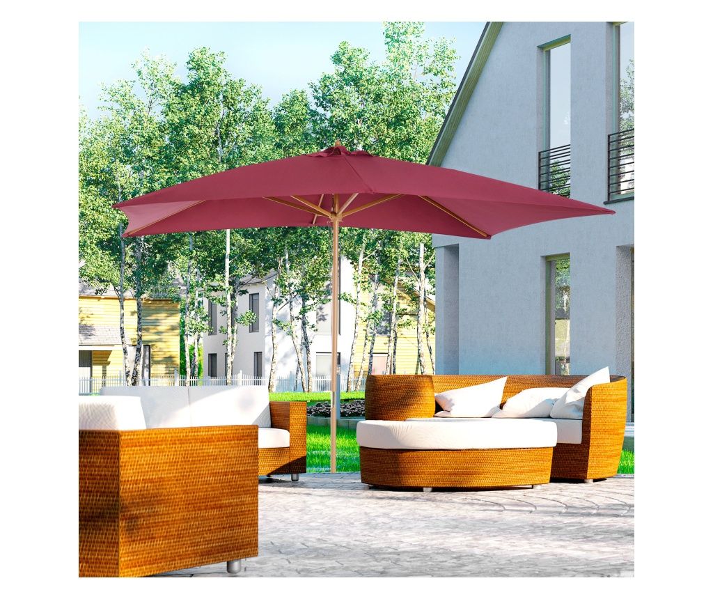 Umbrela din lemn, bordo 2x2.95m