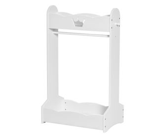 Suport pentru Haine din Lemn cu Etajere si Agatatori Laterale Alb