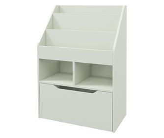 Biblioteca pentru Copii cu Rafturi, Sertar si Roti, Raft pentru Jucarii si Carti, 60x29.9x90 cm, Verde