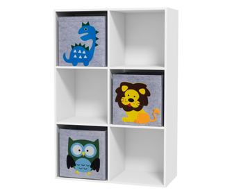 Organizator pentru Jucarii, Dulap de Depozitare cu Trei Sertare din Material, Raft Organizator, 61,8x29,9x91,5 cm, Alb