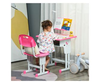 Gyermek íróasztal székkel 6-12 éveseknek, rózsaszín