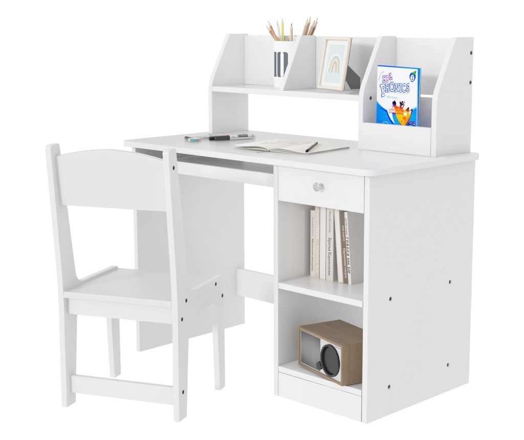 Masa de birou pentru copii scaun birou de scoala pentru copii polita si scaun alb pentru scoala mobilier camera copilului birou 
