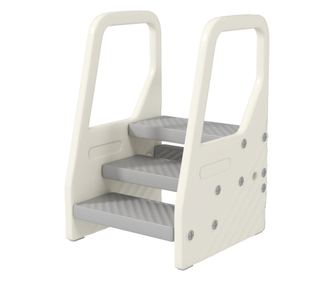 Turnulet pentru Copii 2-5 Ani cu 3 Trepte Reglabile si Talpi Antiderapante, 43x42x65,5 cm, Gri