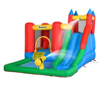 Joc Gonflabil pentru Copii +3 Ani cu Tobogan, Trambulina, Piscina si Pistol cu ​​Apa, max 4 copii, 330x245x215cm
