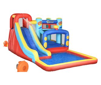4 in 1 Castel Gonflabil pentru Copii cu Tobogan Piscina Trambulina Perete de Catarat, Casa Gonflabila cu Suflanta Geanta de Depo