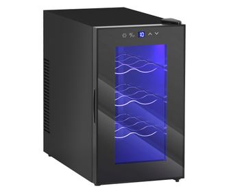 Frigider pentru 8 Sticle de Vinuri cu Temperatura Reglabila 8-18°C si Rafturi Reglabile, 26,5x51,5x47,5 cm, Negru