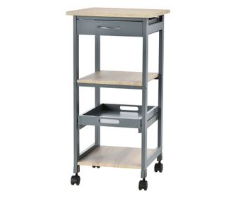 Carucior de bucatarie Suport pentru alimente sertar rafturi tava detasabila insula bucatarie lemn gri pentru organizare spatiu s