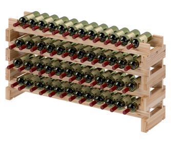 Raft pentru Sticle de Vin, Etajera pentru Sticle cu 4 Rafturi pentru 48 Sticle, 114x28x56,5 cm, Lemn Natural