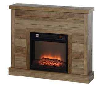Semineu Electric cu Flacara 3D, Oprire Automata, Incalzire Reglabila si Temporizator, 96,5x22x81,7 cm, Lemn Natural