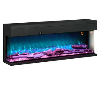 Вградена електрическа камина с 3D пламък, автоматично изключване и термостат, 127x26x50 см, черна