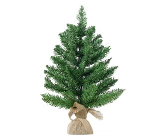 60cm Mini Brad de Craciun Artificial, Pin, 70 Ramuri, Geanta de baza in iuta, PVC