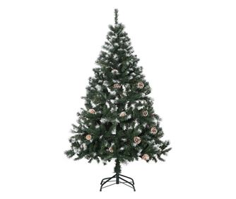 Brad de Craciun Inzapezit cu Conuri, Brad Artificial cu Deschidere Automata si Baza Pliabila, Ø85x150 cm, Verde