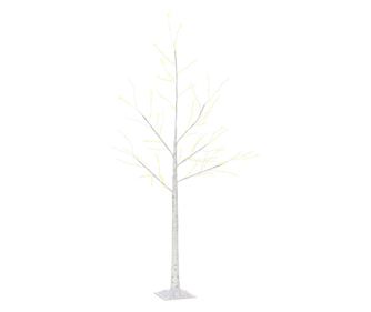 Copac de Craciun cu lumini LED, baza patrata si cablu de alimentare pentru interior si exterior, din otel si PP, 20x20x150, alb