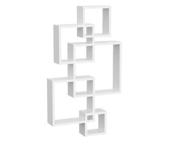 Rafturi pentru perete, 5 cuburi, cu accesorii de fixare, alb