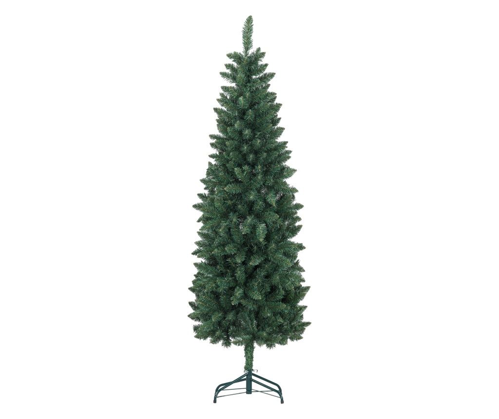 Brad Artificial de Crăciun cu 479 Ramuri, Brad de Crăciun Înalt și Îngust cu Bază Pliabilă, Ø65x180 cm, Verde