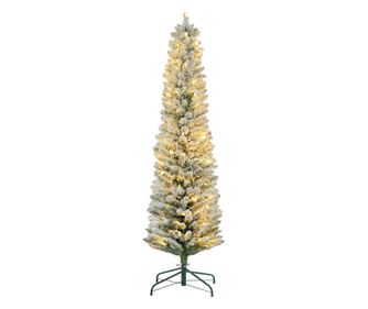 Brad de Craciun Inzapezit cu 329 de Crengi si Lumini LED Albe, Brad Artificial din Plastic, Ø52x180 cm, Verde