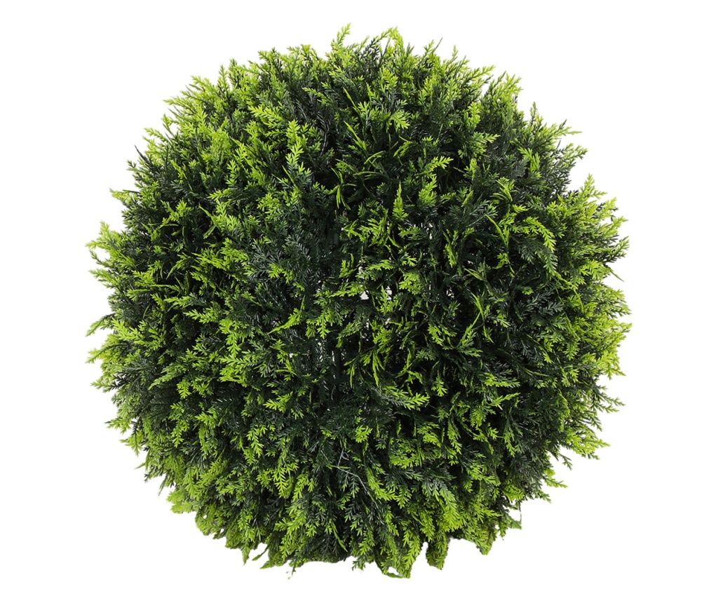 Set de 2 Plante Artificiale Sferice de Cedru, Plante Fictive Anti-UV, Ø45 cm, Verde