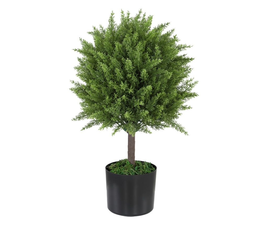 Planta Artificiala Cedru Rezistenta la Raze UV cu Ghiveci, Ø14,5x55 cm, Verde