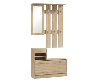 Set Mobilier cu 2 Rafturi Reglabile, 90x24x177 cm, Lemn Natural
