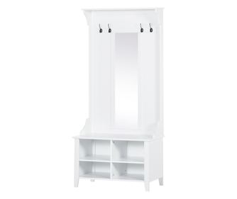 mobilier hol, cuier si oglinda, 80x40x170cm, alb