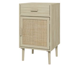 Комплект от 2 нощни шкафчета, ратанови странични масички с чекмедже