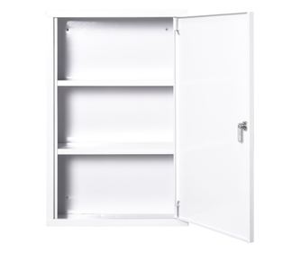 Dulap pentru medicamente din otel cu 3 niveluri cu 2 chei si suport de perete, 40x18x60 cm, alb
