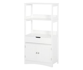 Многофункционален шкаф с рафтове, MDF, 60x30x122.5 см, бял