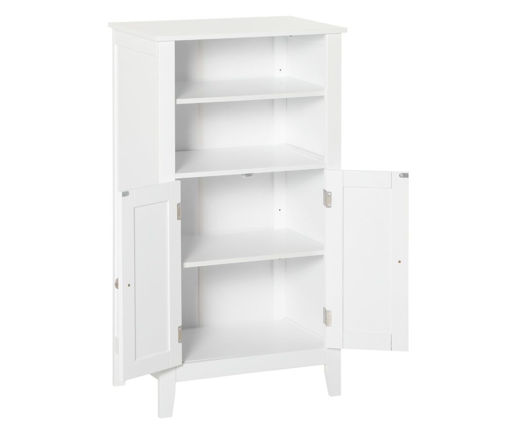 Dulpa pentru Baie cu Rafturi Reglabile si 2 Usi din Lemn, Alb 50x30x93cm