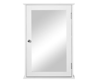 Бял висящ шкаф за баня с огледало и магнитна врата, 41x14x60 см