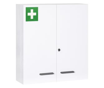 Dulap pentru Medicamente cu 6 Rafturi cu Incuietoare si 2 Chei de Siguranta, Dulap din Otel, 55x18x60 cm, Alb