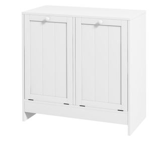 Шкаф за пране, шкаф за баня с 2 кошници с накланяне, модерен шкаф за съхранение за перално помещение, бял