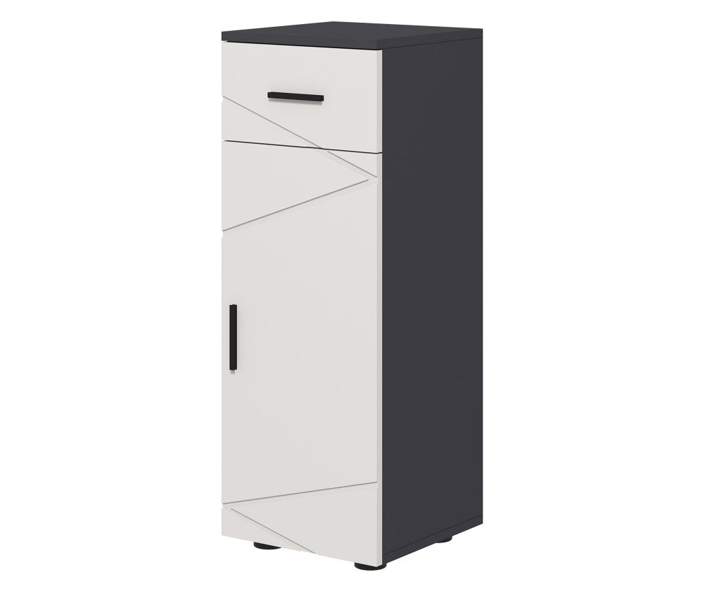 Gray Bathroom Cabinet with Drawer and Adjustable 2-Tier Cupboard, 30x30x82 cm