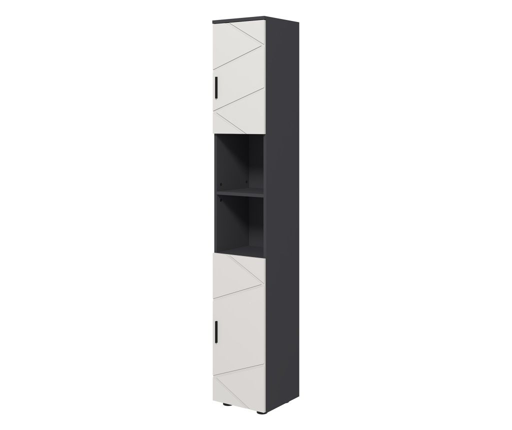 183cm Tall Bathroom Cabinet, Narrow Bathroom Storage Cabinet with Open Shelves, Cabinets with 2 Doors, Adjustable Shelves