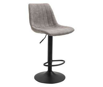 Set de 2 scaune de bar in stil industrial cu spatar din microfibra, suport pentru picioare si inaltime reglabila gri